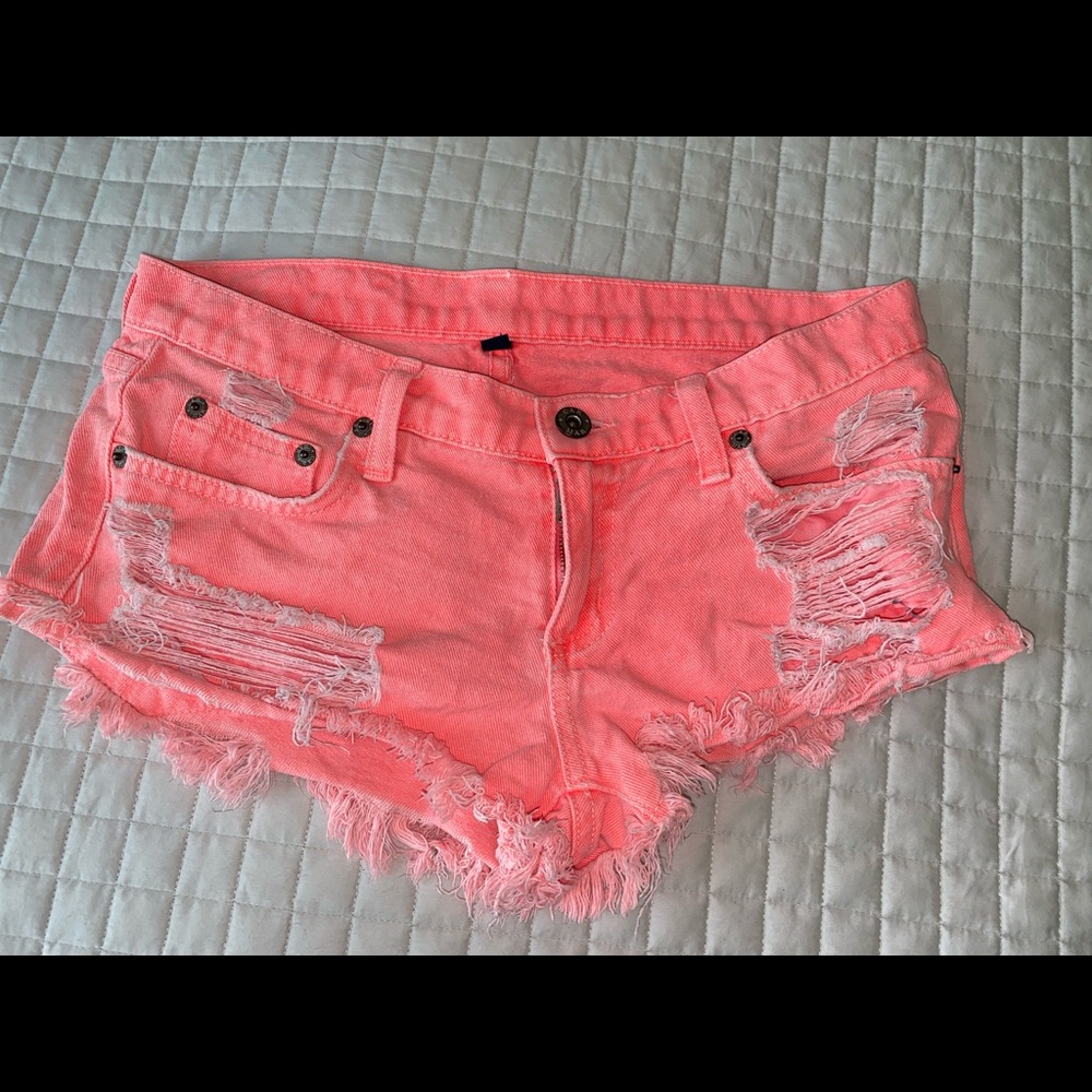 Del Mar Neon Denim Shorts